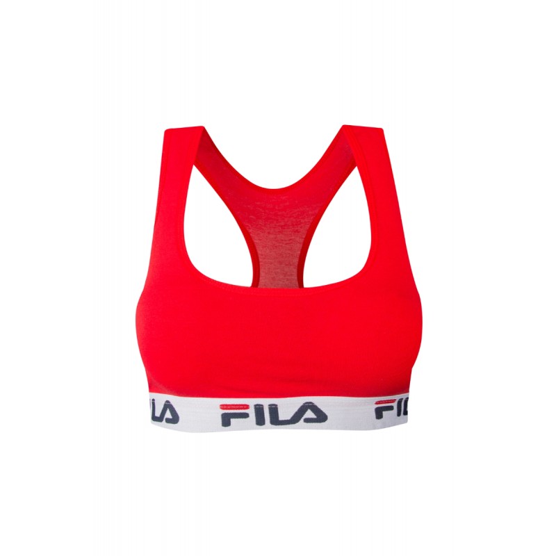 Fila Γυναικείο Μπουστάκι Με Εξωτερικό Λάστιχο & Αθλητική Πλάτη Κόκκινο
