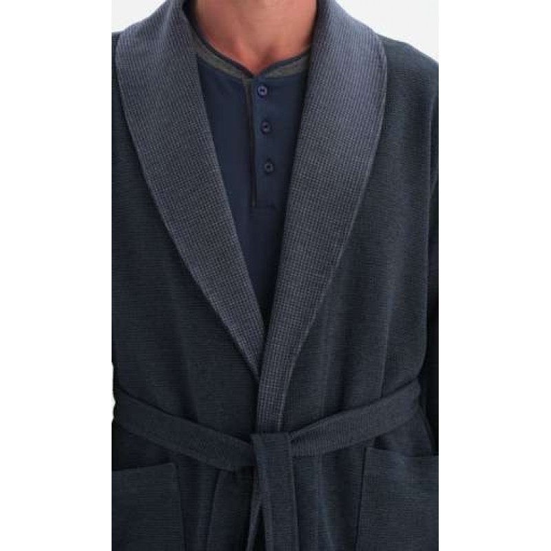 Dagi Men's Short Robe With Tie Belt