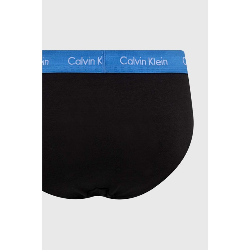 Calvin Klein Ανδρικο Σλιπ Βαμβακερό Σετ 3 Τεμάχια Με Χρωματιστό Λάστιχο