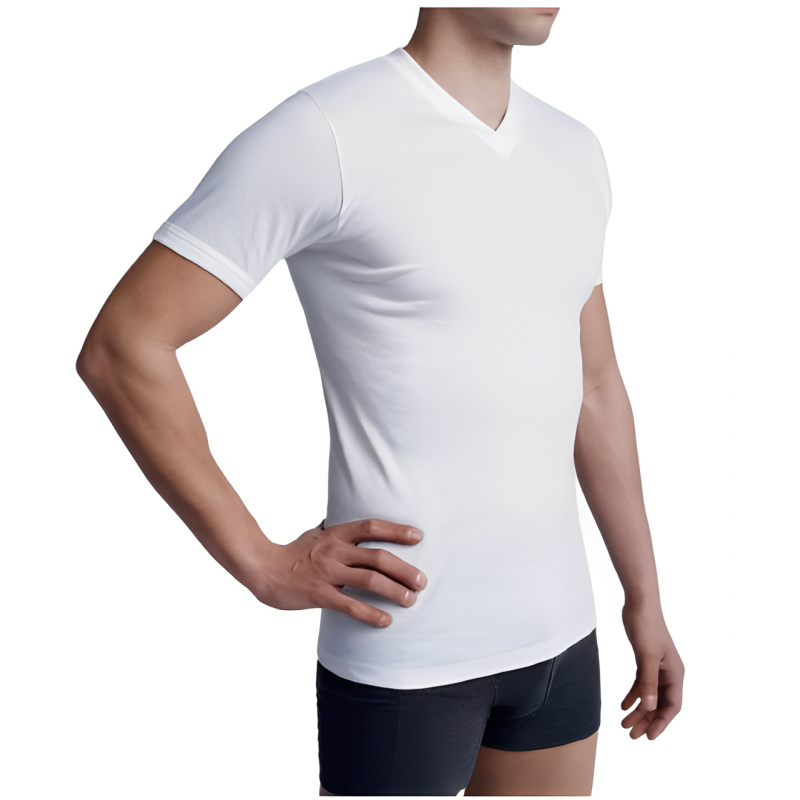 Dedes  Men s Cotton Shirts V Neckline 2 Pack White Color