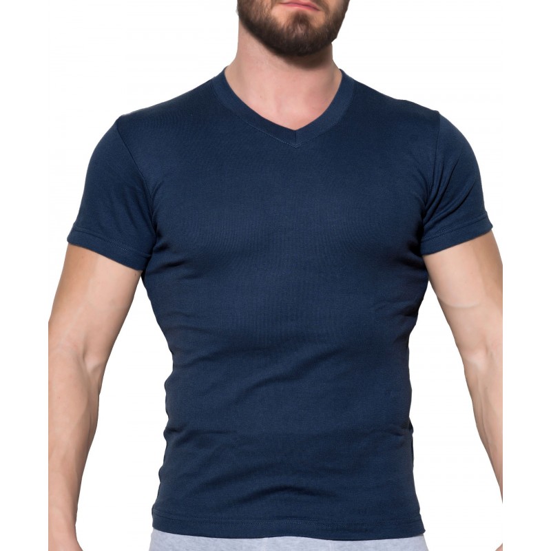 Apple Ανδρικό T/Shirt Εφαρμοστό Βαμβακερό V Λαιμόκοψη