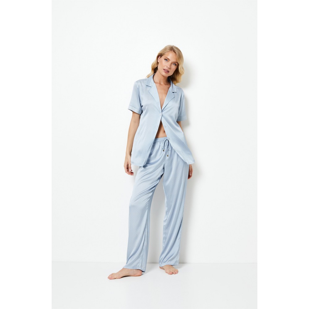 Aruelle Women s Satin Pajamas Long Pants Short Sleeved Essy Design