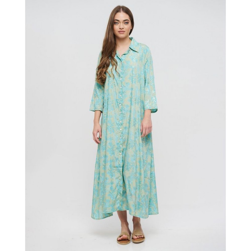 Ble Women s  Buttoned Long Kaftan With Gold Details 