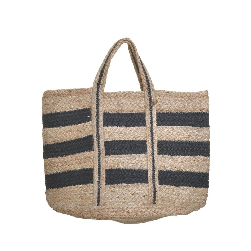 Ble Women s Straw Beach Bag With Black Stripes