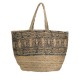 Ble Women's Black & Beige Straw Woven Bag With Patterns