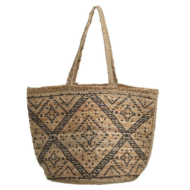 Ble Women's Straw Woven Bag In Beige With Black Patterns 38*28*33/60