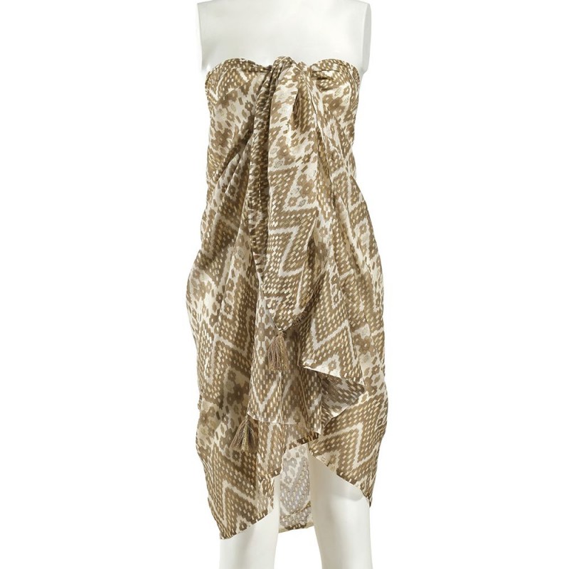 Ble Women s Pareo Cotton Brown Color & Gold Details 100Χ180