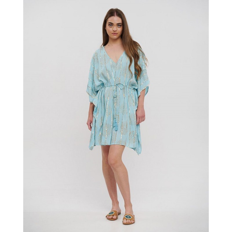 Ble Women s Viscose Kaftan Aqua Color With Lurex