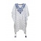 Ble Women's Blue Kaftan Dress With White Polka Dots
