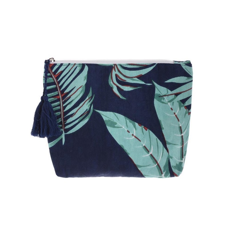 Ble Women's Small Fabric Pouch Bag In Blue With Leaf Print 22*5*18