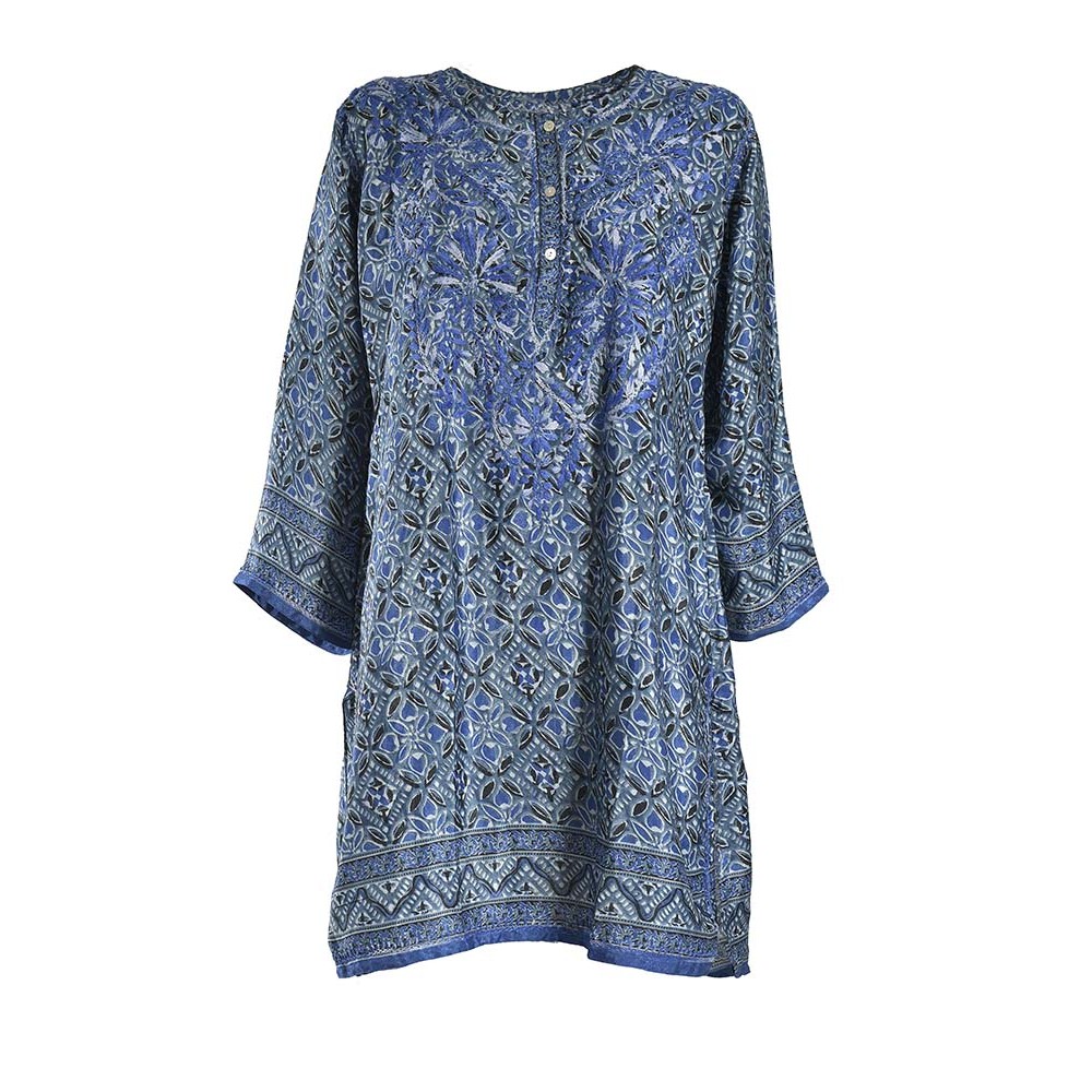 Ble Women s Silk Short Tunic With Broidery