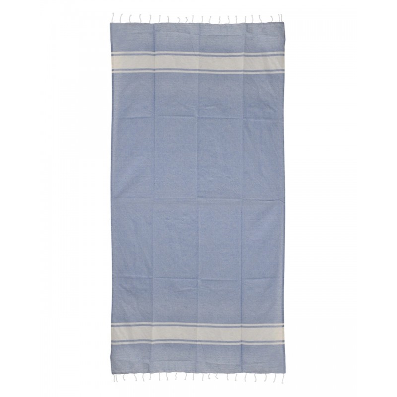 Ble Cotton Pestemal Beach Towel With Bottom Stripes 90*180
