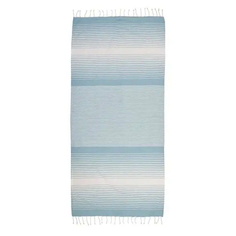 Ble Unisex Beach Cotton Pestemal Towel Light Blue White Stripes  90*180