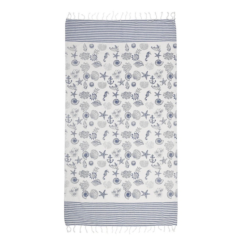 Ble Beach Cotton  Pestemal Towel Blue Color With Patterns