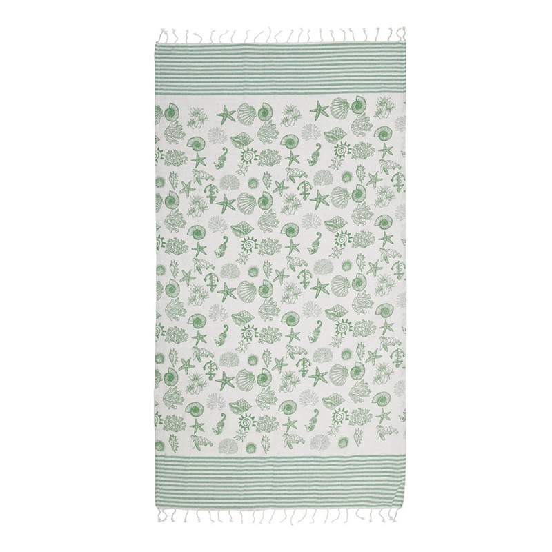 Ble Beach Cotton Pestemal Towel Green Color With Patterns