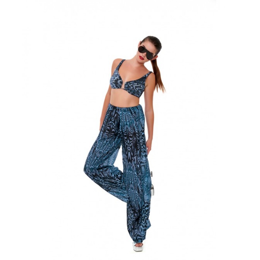 Bluepoint Γυναικεία Παντελόνα Θαλάσσης Διάφανη Με Σχέδιο Water Gate Silver