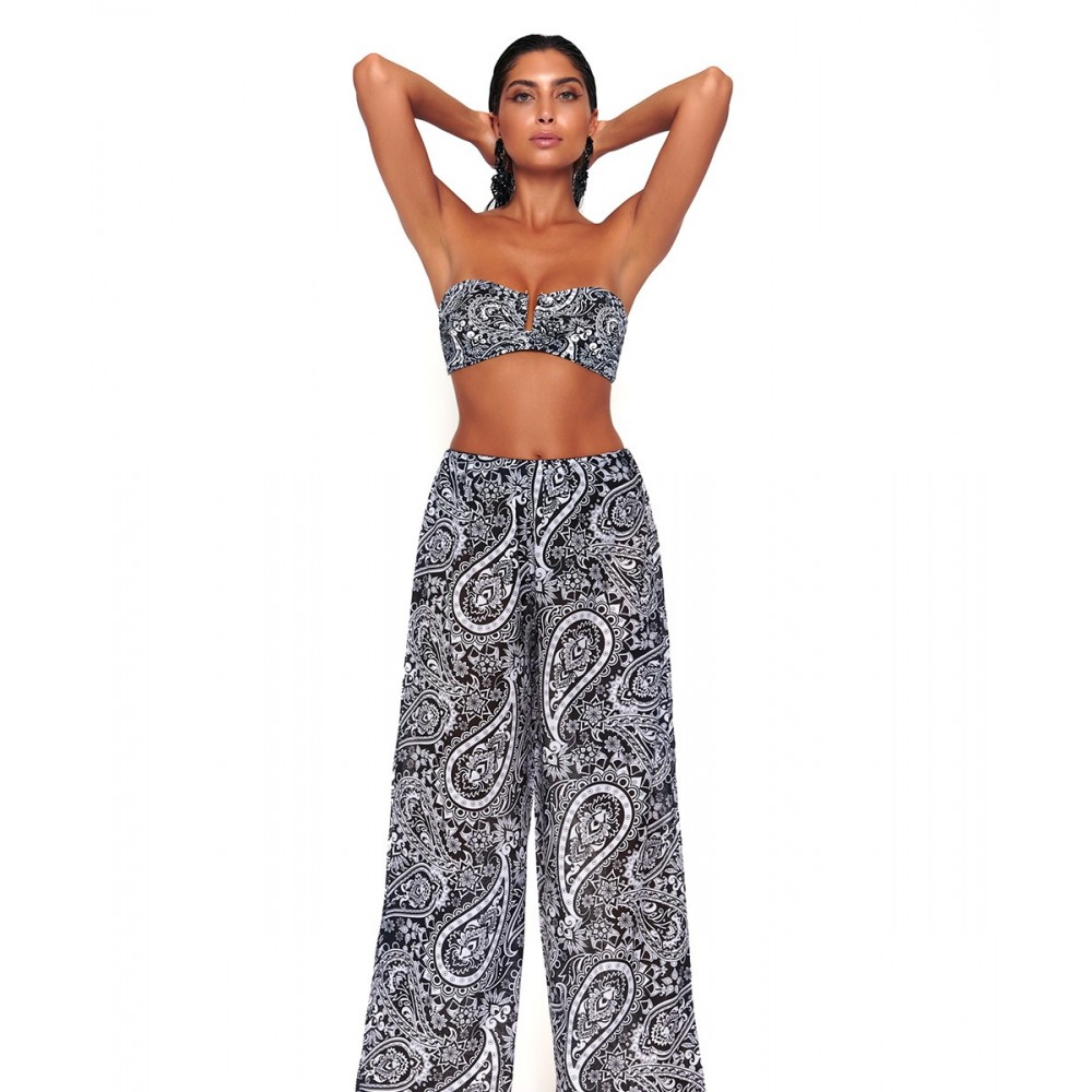Bluepoint Γυναικείά Παντελόνα Θαλάσσης Με Σχέδιο Λαχούρια Hippie Chic