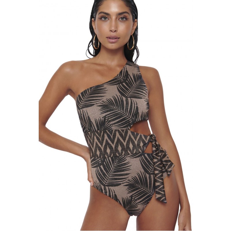 Bluepoint Women s One Shaulder One Piece Swimwear African Ovation Gold