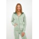 Harmony Women's Solid Color Velvet Zip Up Tracksuit With Printed Hood