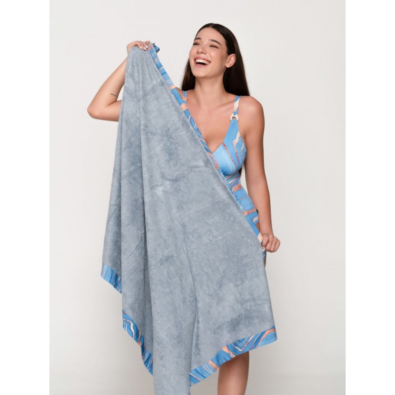 Luna Γυναικεία Πετσέτα Θαλάσσης Απο Bamboo Με Σχέδιο Περιμετρικά Lana
