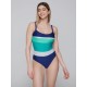 Luna Women s One Piece Swimwear Ribbed Horizon Design