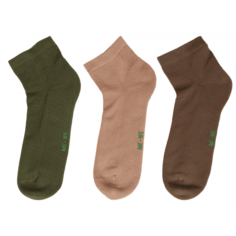 Me We Women's Solid Color Sports Ankle Socks With Terry Sole 3 Pairs