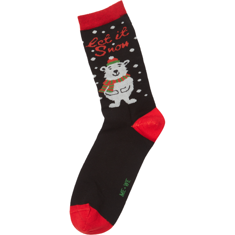 Me we Γυναικεία Χριστουγεννιάτικη Κάλτσα Με Σχέδιο Let It Snow