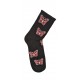 Me We Γυναικεία Κάλτσα Αθλητική  Βαμβακερή Μισή Πετσέτα Με Σχέδια Lurex Black Sock-Red Butterflies
