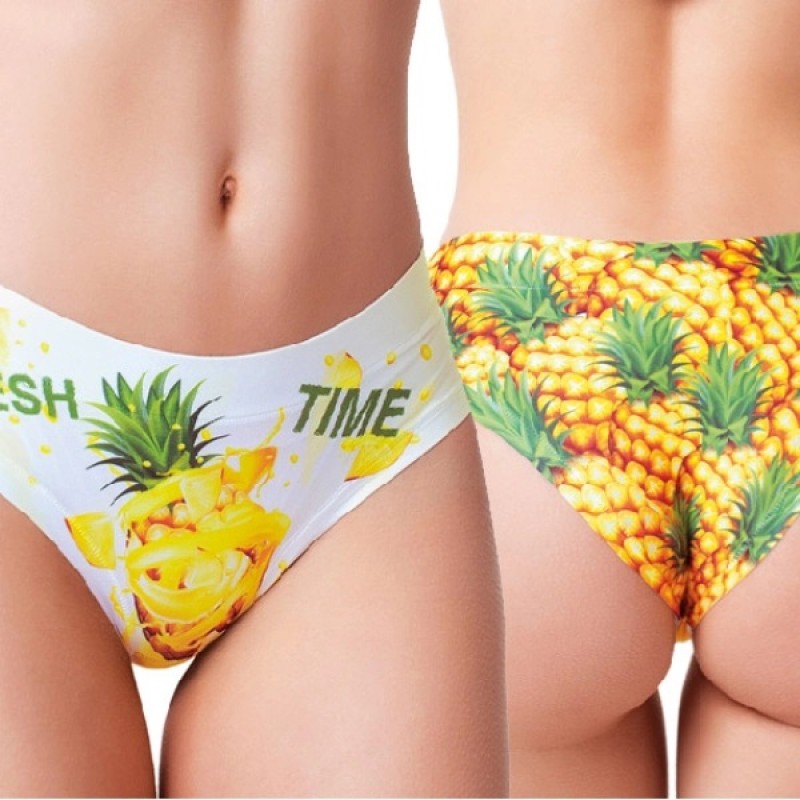MeMeMe Γυναικείο Σλιπ Χωρις Ράφες Με Σχέδιο Fresh Summer Pineapple