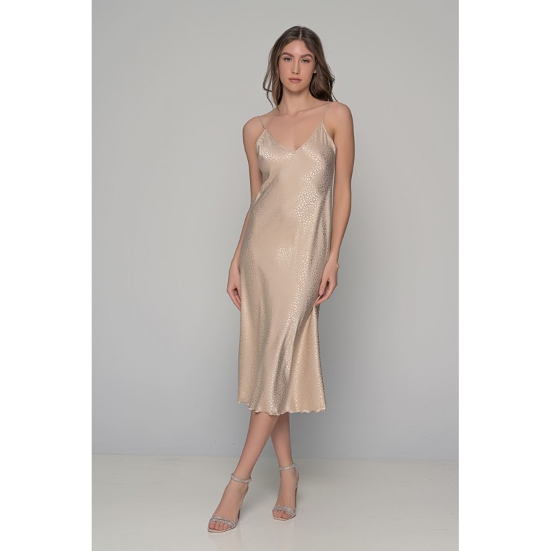 Milena Women s Satin Midi Nightdress V Neckline