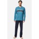 Minerva Stripes V-Neck Men's Solid Color Cotton Pyjama Set 