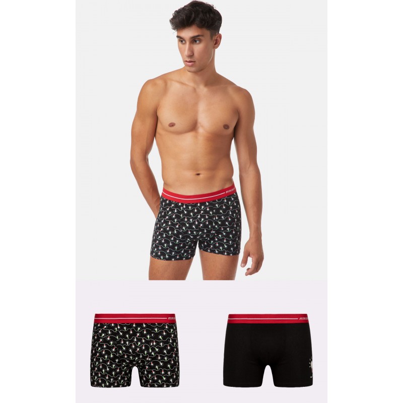 Minerva Men's Lights Out Christmas Boxers 2 Pack 