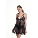 Miss Rosy Women's Tulle Camisole Nightgown With Lace Details