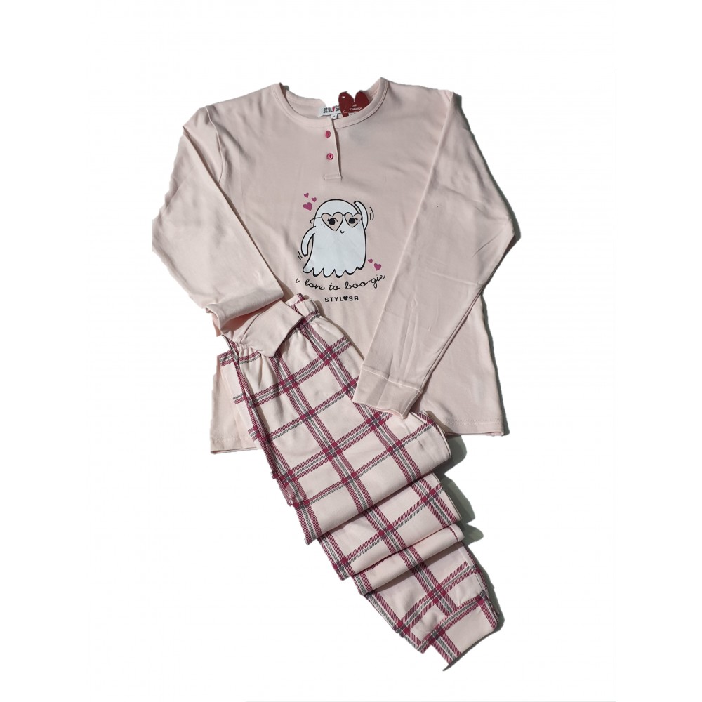 Stylosa Women's Plaid Fleece Pyjama Set with Heart Print On Sleeves