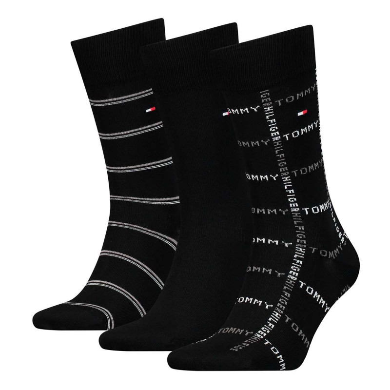 Tommy Hilfiger Men s Casual Cotton Socks Gift Box Grid Stripe 3 Pairs