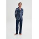 Vamp Men s Buttoned Long Sleeved Pajamas With Modern Pattern