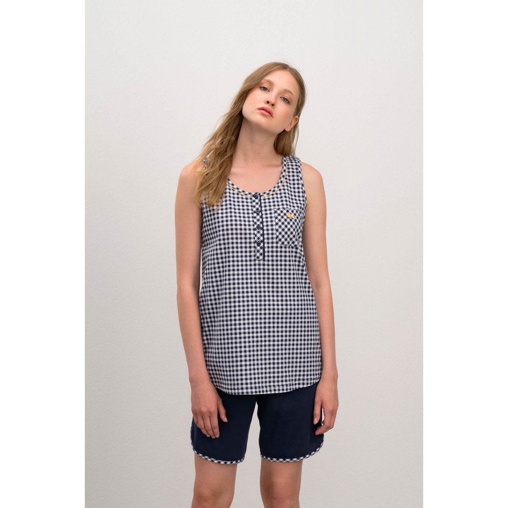 Vamp Women's Checkered Nightdress With Buttons
